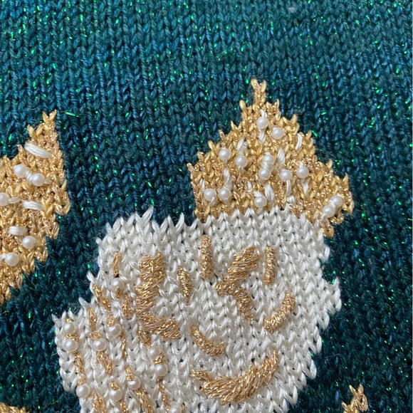 Jaclyn Smith Vintage button down festif cardigan without sleeve size L - Picture 7 of 15